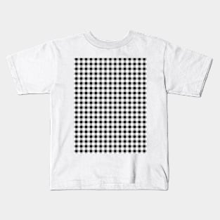 Gingham Check Pattern Stripes Black and White Kids T-Shirt